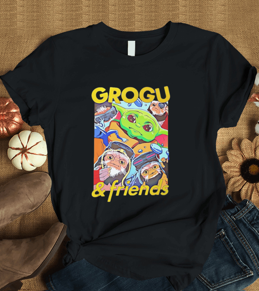 Grogu And Friends Mandalorian Movie Characters T-Shirt