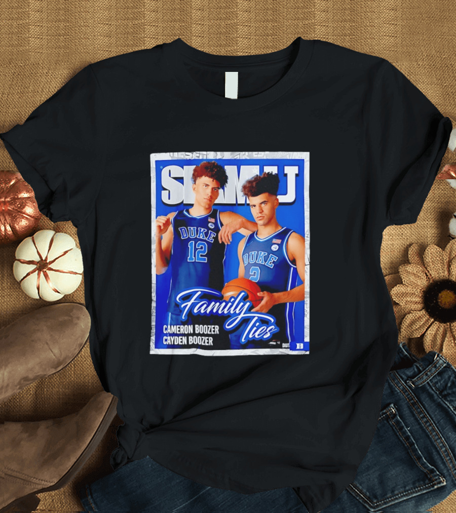 SLAMU Cameron And Cayden Boozer Duke Blue Devils Family Ties Basketball T-Shirt