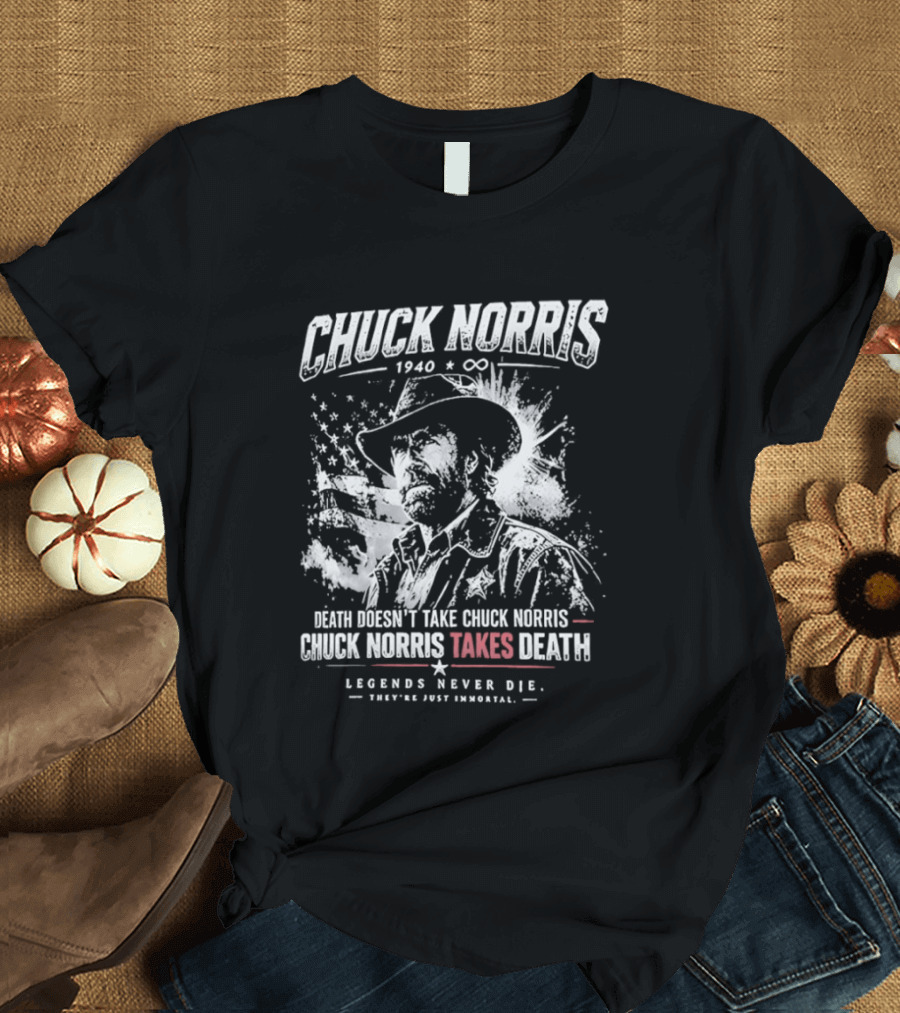 Chuck Norris 1940 & Co Legends Never Die Takes Death T-Shirt