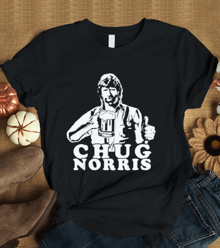 Chug Norris Drinking Beer Thumbs Up T-Shirt