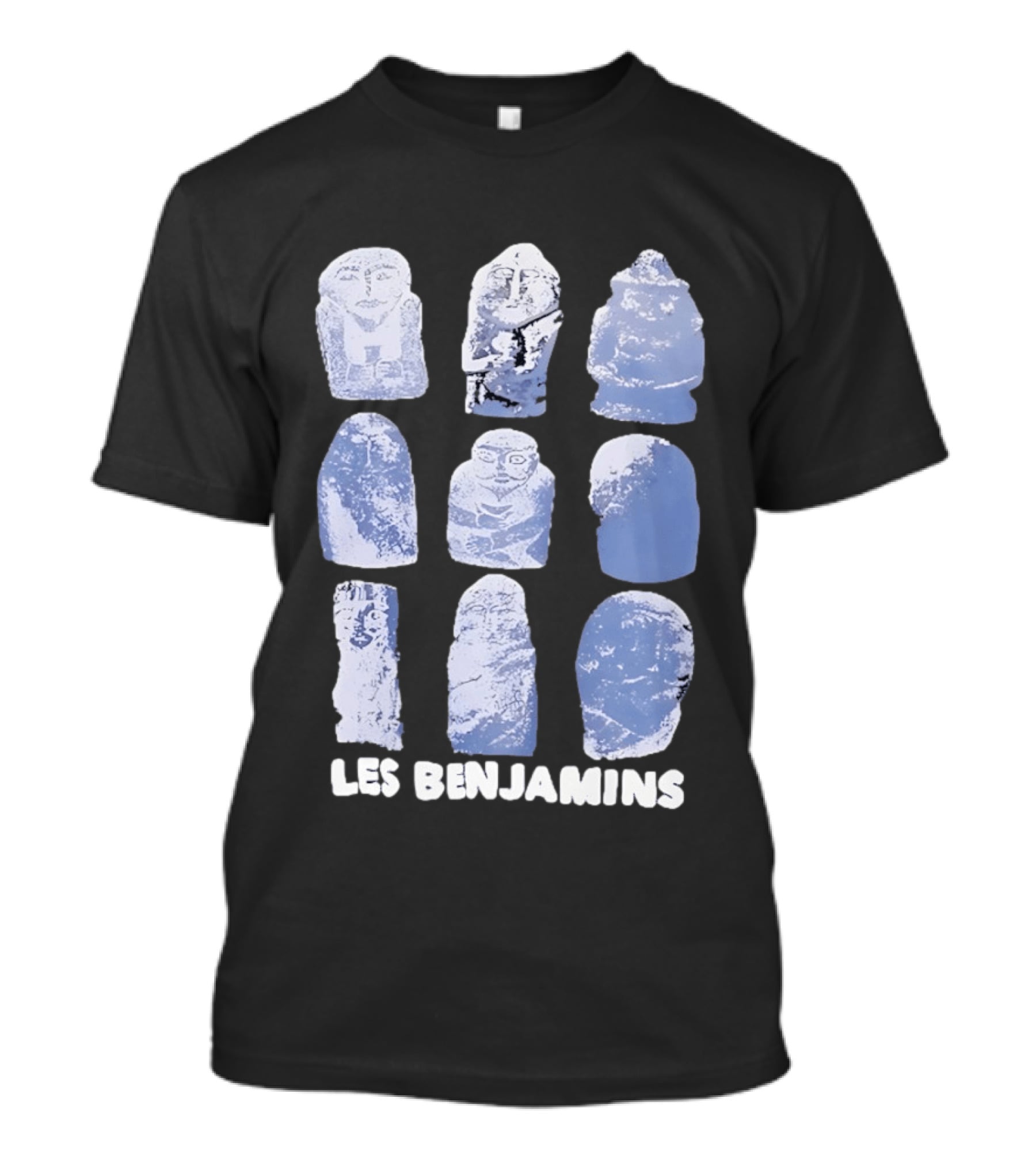 Les Benjamins Stylized Blue Stone Figures Collection T-Shirt