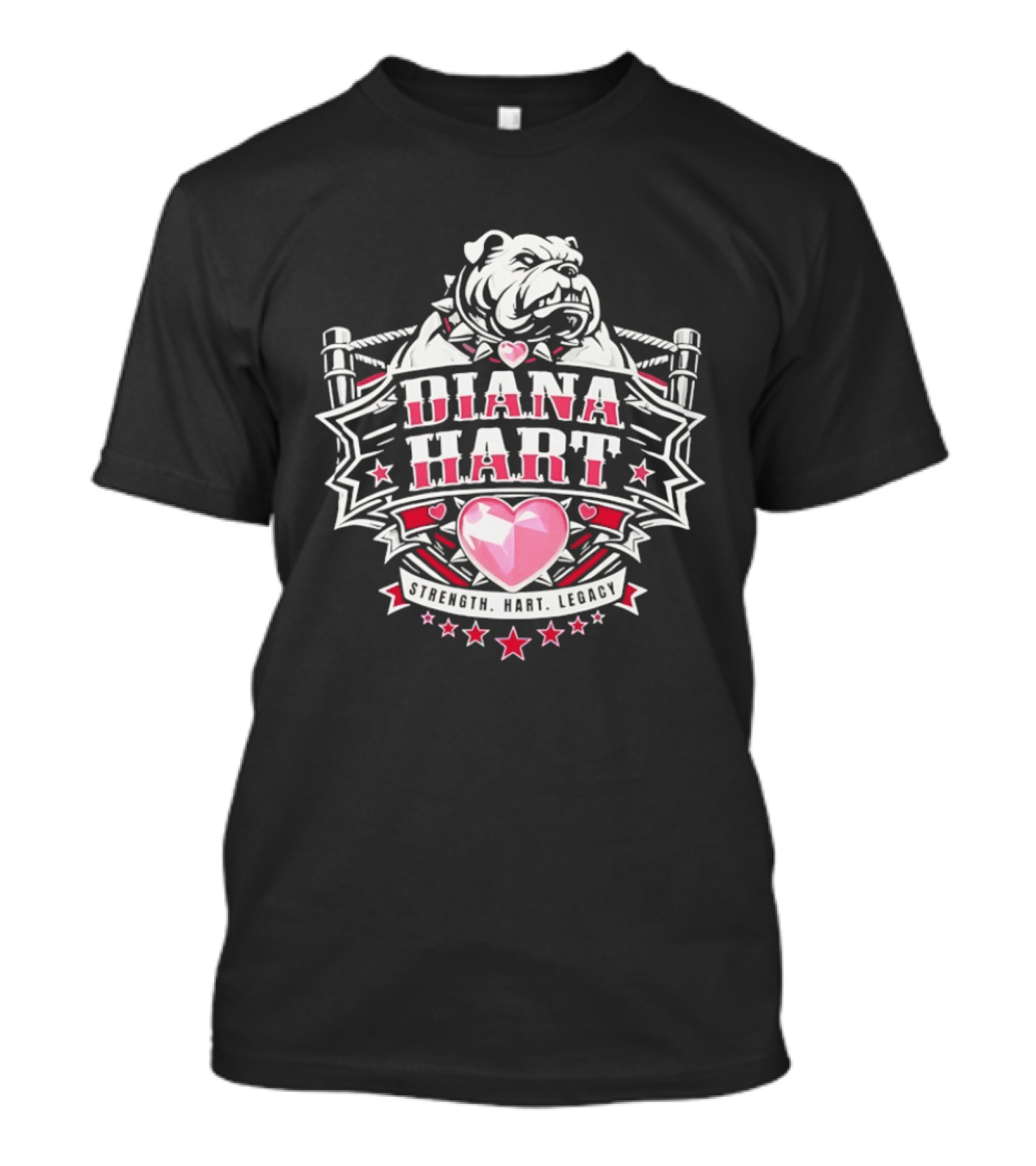Diana Hart Bulldog Pink Heart Legacy Stars T-Shirt