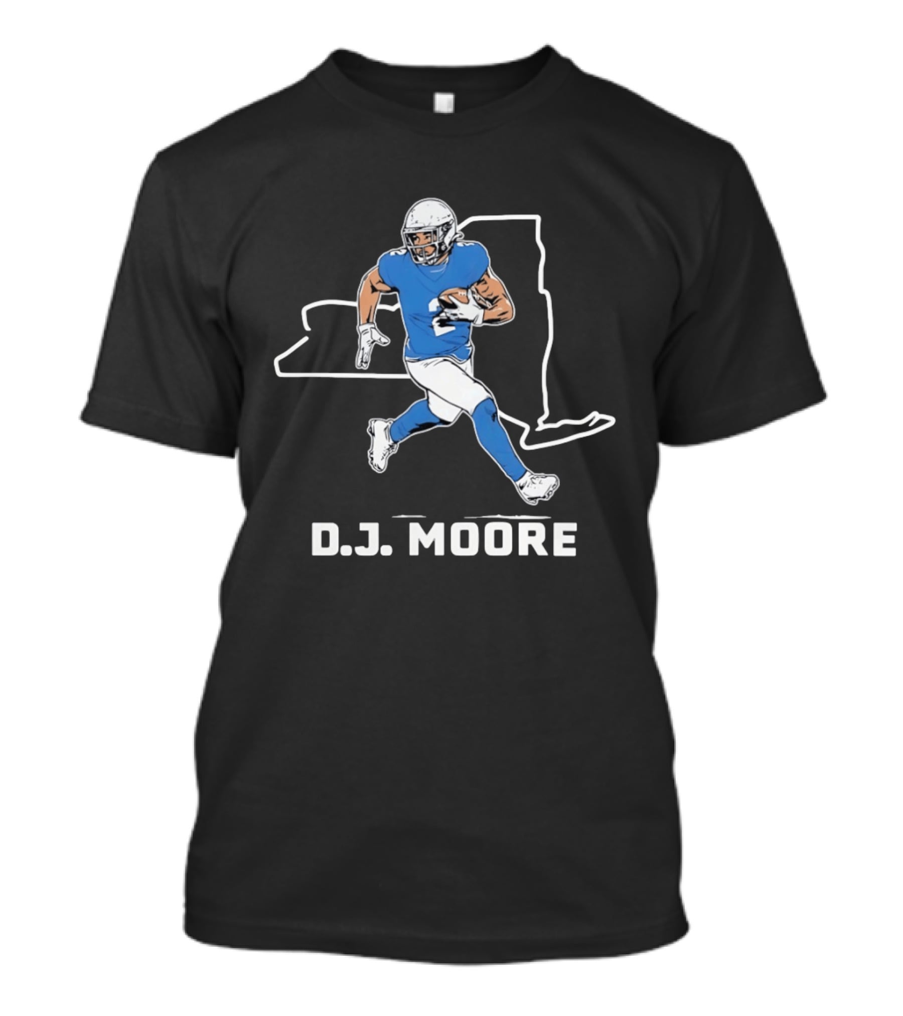 DJ Moore Football Player Carolina Panthers New York Map T-Shirt