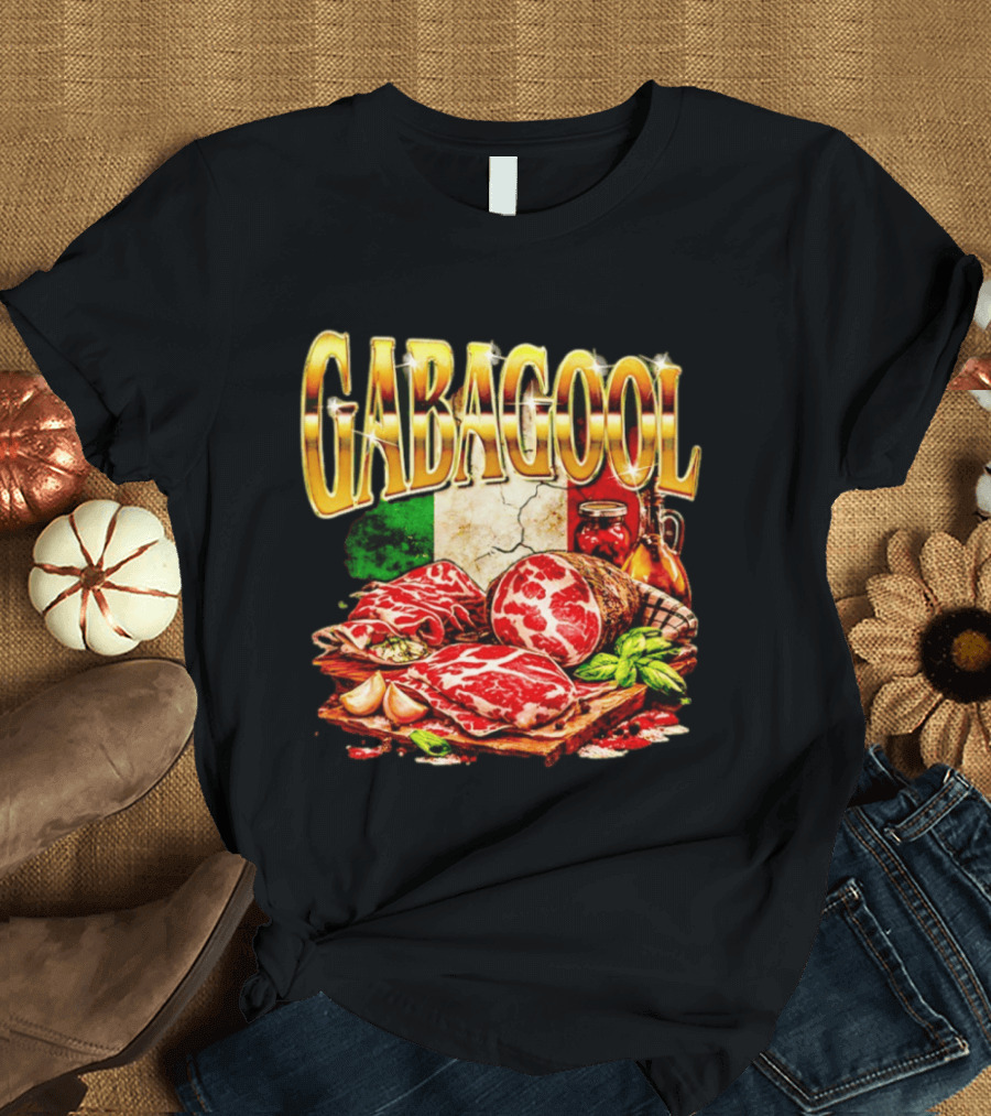Gabagool Italian Cuisine With Italian Flag And Traditional Ingredients T-Shirt