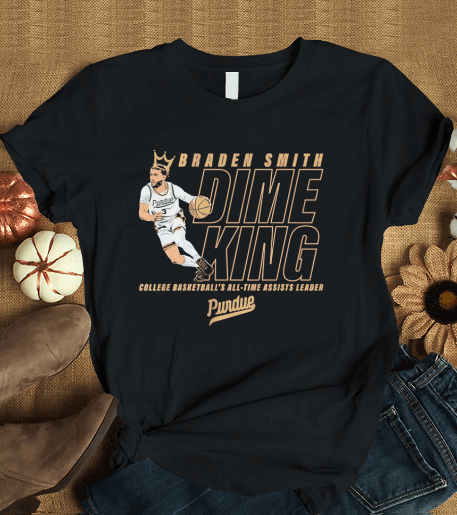 Braden Smith Dime King College Basketball's All Time Assists Leader Purdue T-Shirt