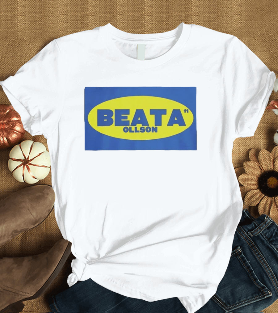 BEATA OLLSON 11 Blue Yellow Oval T-Shirt