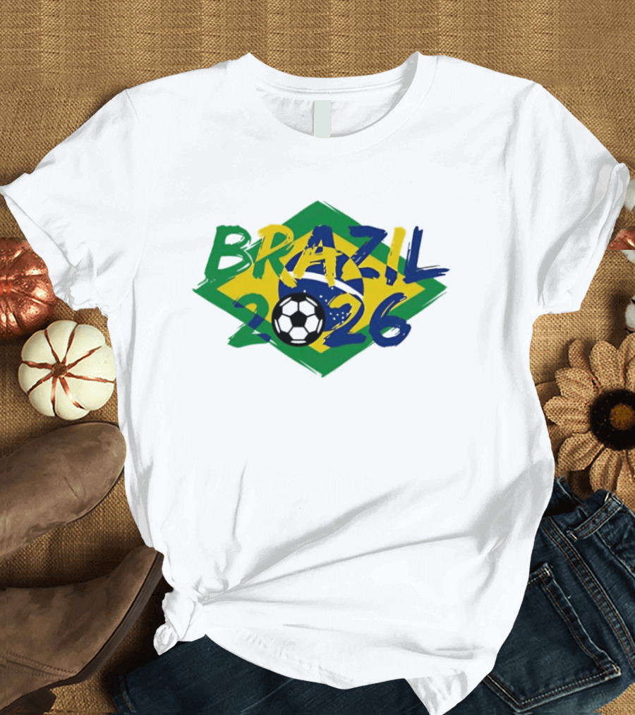 Brazil 2026 World Cup Soccer Team Flag T-Shirt