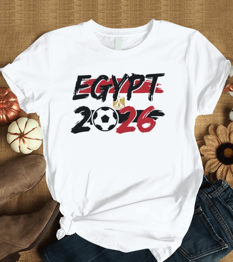 Egypt 2026 World Cup Soccer Emblem And Flag T-Shirt