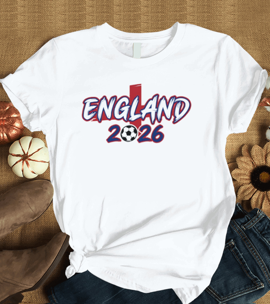 England 2026 Soccer Cross Football T-Shirt
