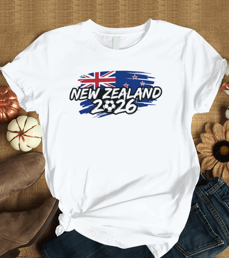 New Zealand 2026 National Team Flag And Soccer Ball T-Shirt