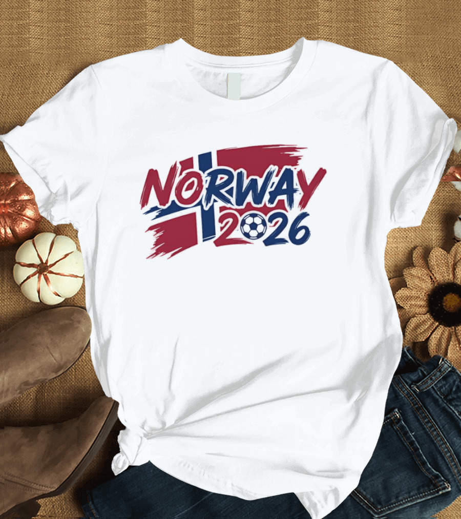 Norway 2026 Soccer National Team Flag Style Soccer Ball T-Shirt