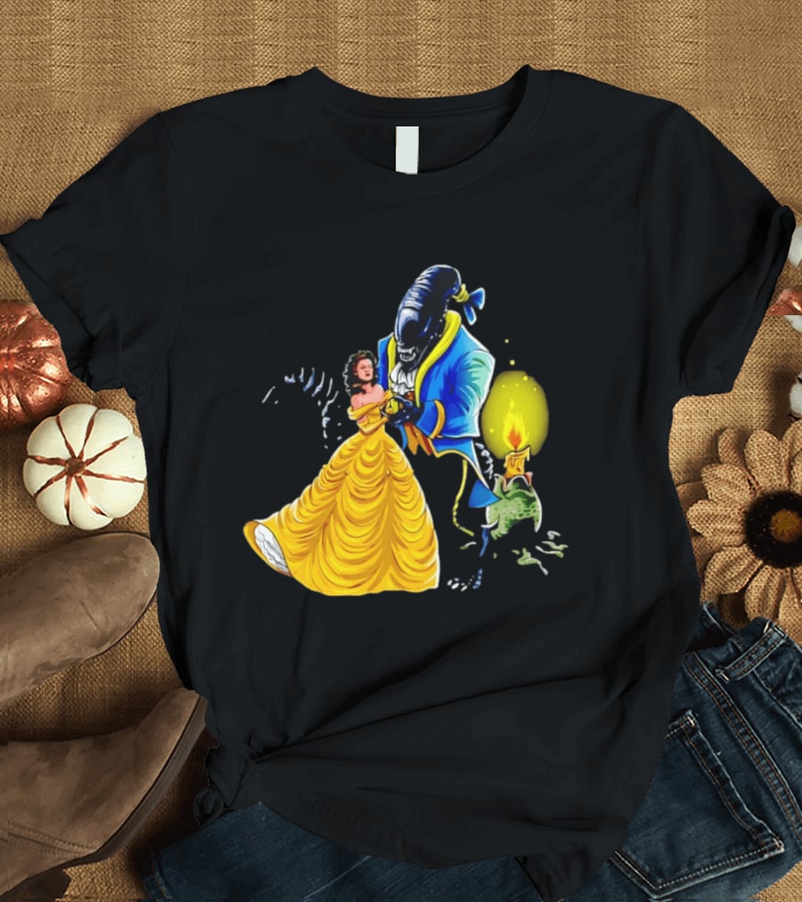 Belle Beauty And The Xenomorph Alien Monster Dance Candelabra T-Shirt