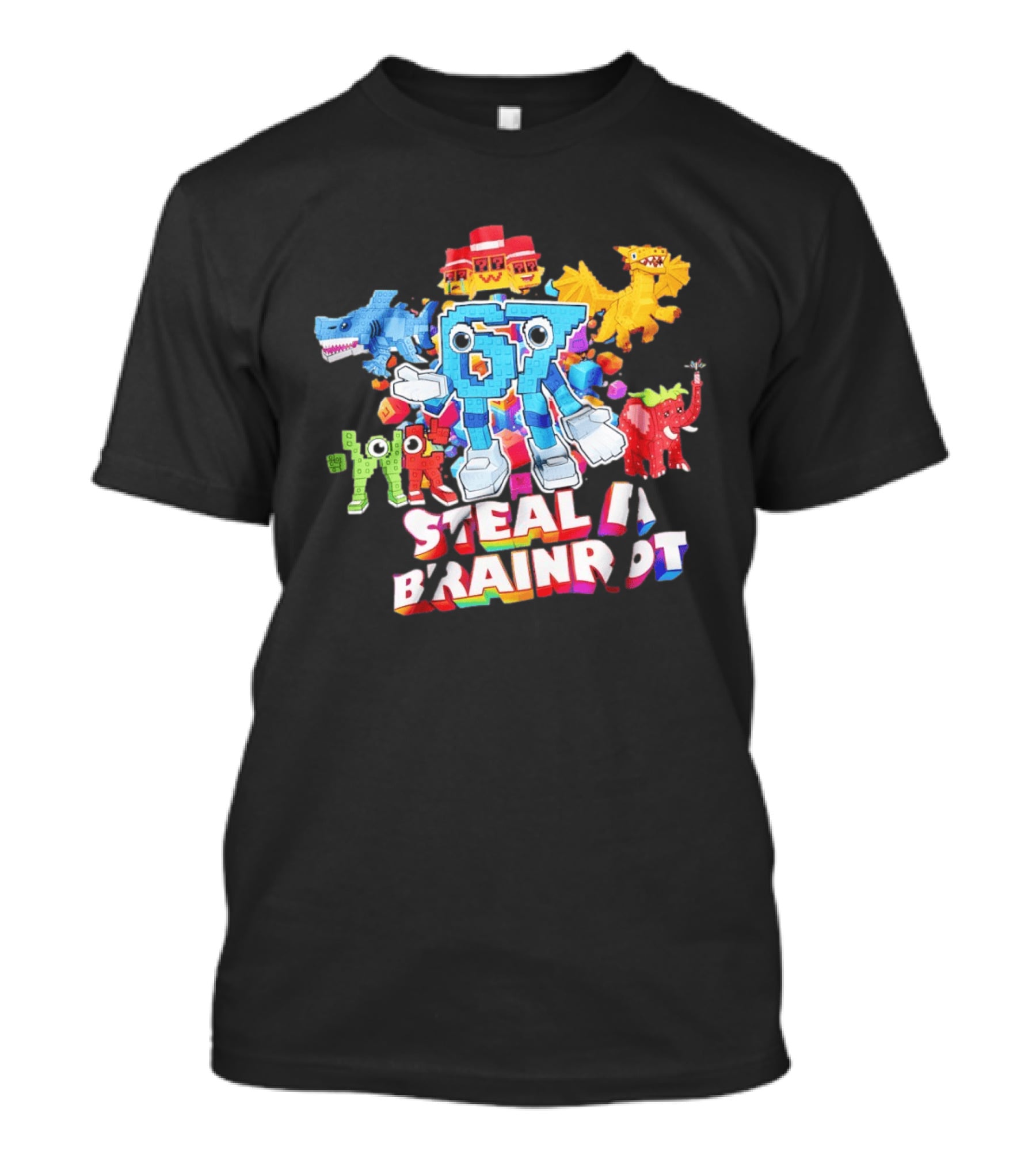 Steal A Brainrot 67 Blocks Colorful Characters T-Shirt