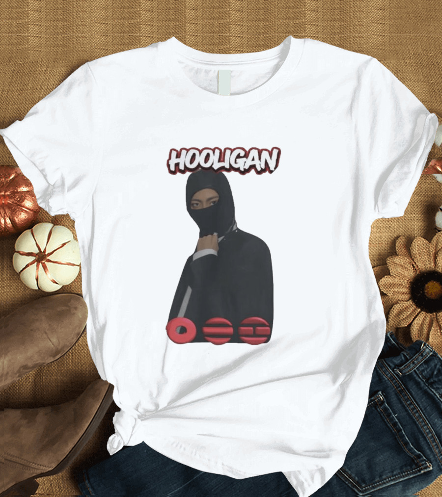 Hooligan Masked Style With BTS Concert Red Accents T-Shirt