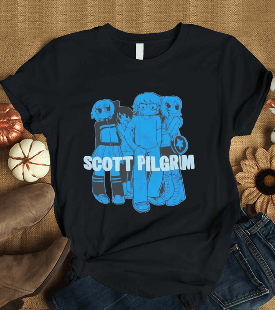 Scott Pilgrim Characters Group Blue T-Shirt