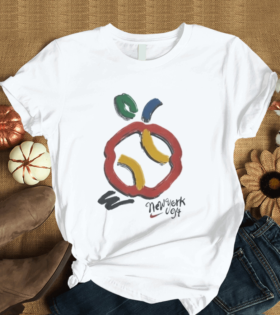New York 94 Apple With Nike Swoosh And Abstract T-Shirt