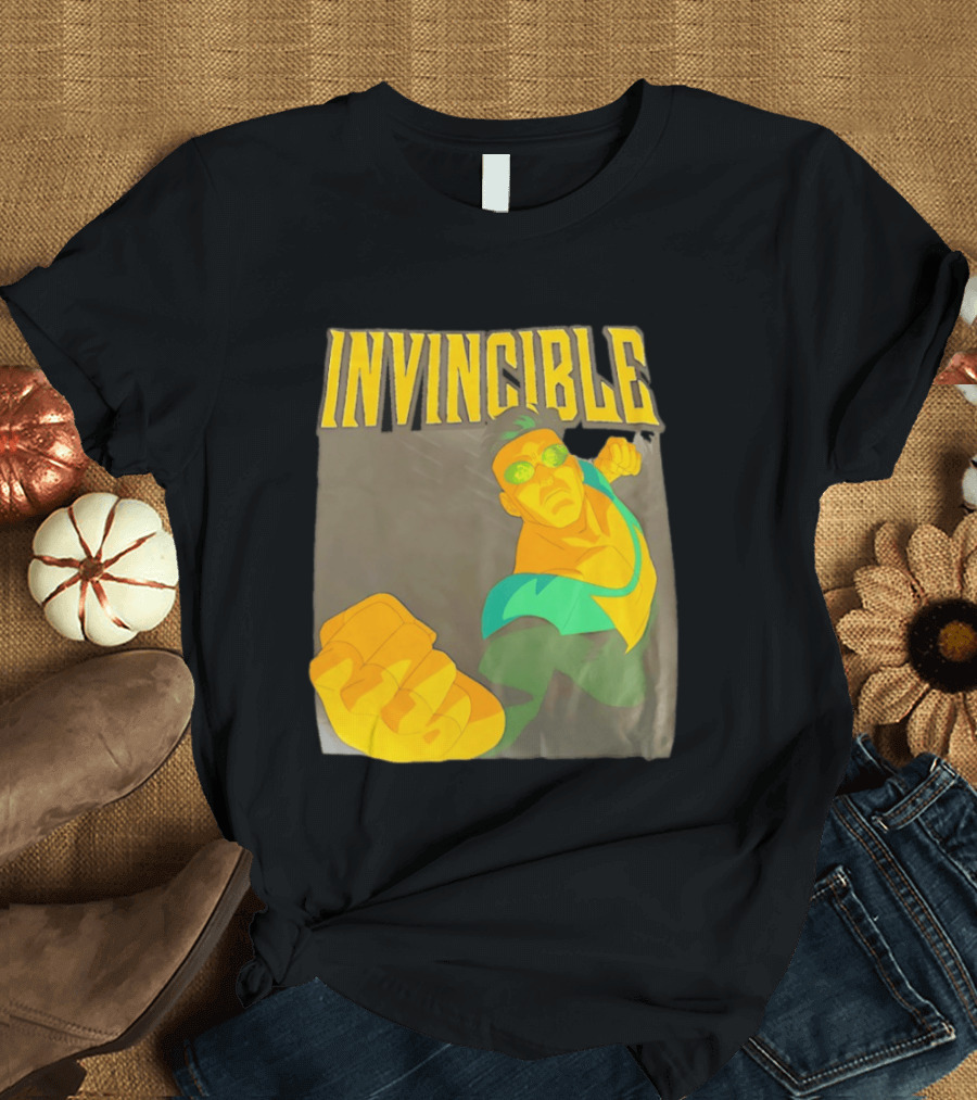 Invincible Superhero Bold Fist Action Pose T-Shirt