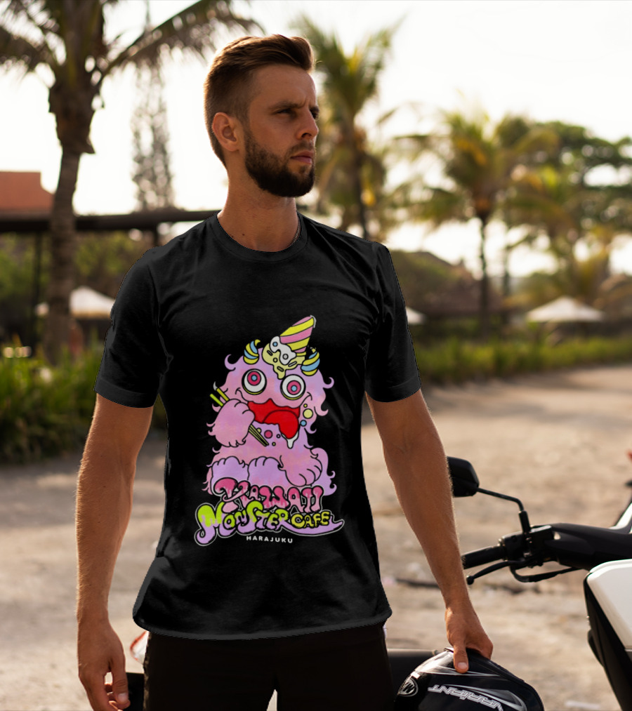 Kawaii Monster Cafe Harajuku Pink Fluffy Creature Fun T-Shirt