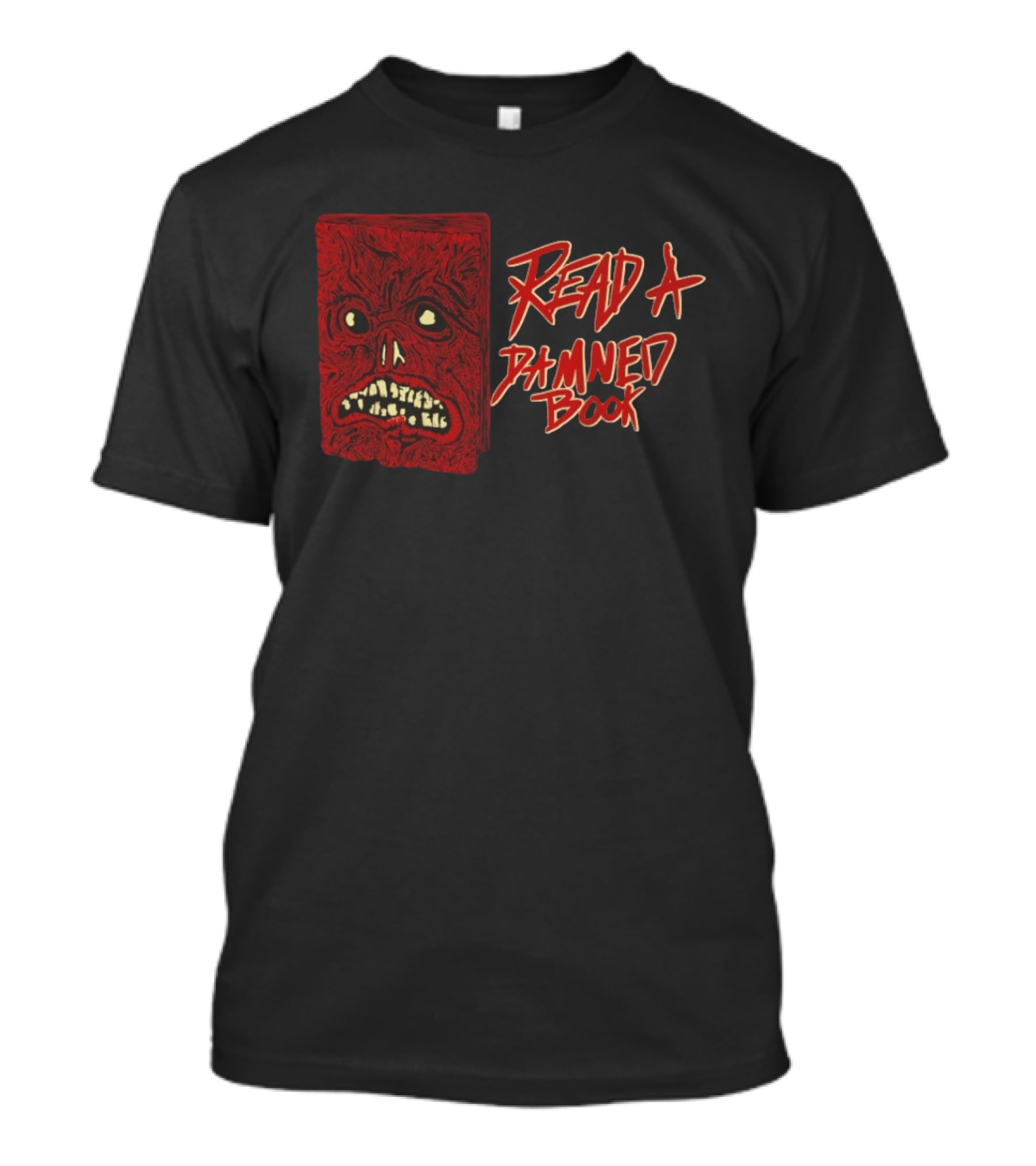 Read A Damned Book Creepy Red Monster Face T-Shirt