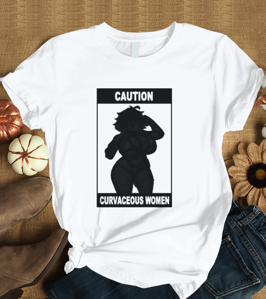Caution Curvaceous Women 2026 Bold Silhouette Warning T-Shirt