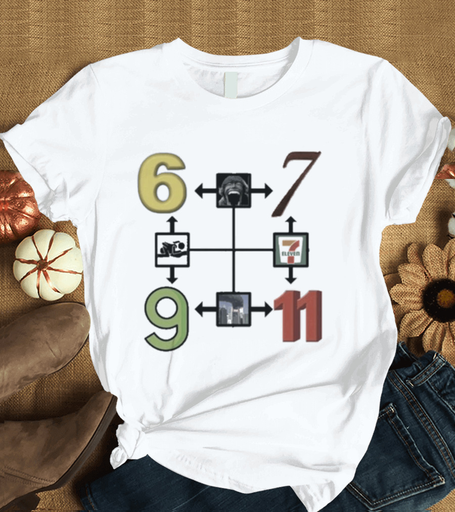 Six Seven Nine Eleven Numbers With Arrows T-Shirt