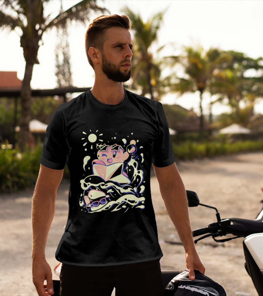 Kirby Ride The Wave Star Sunglasses And Surf Adventure T-Shirt