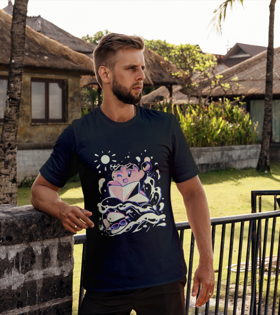Kirby Ride The Wave Star Sunglasses And Surf Adventure T-Shirt