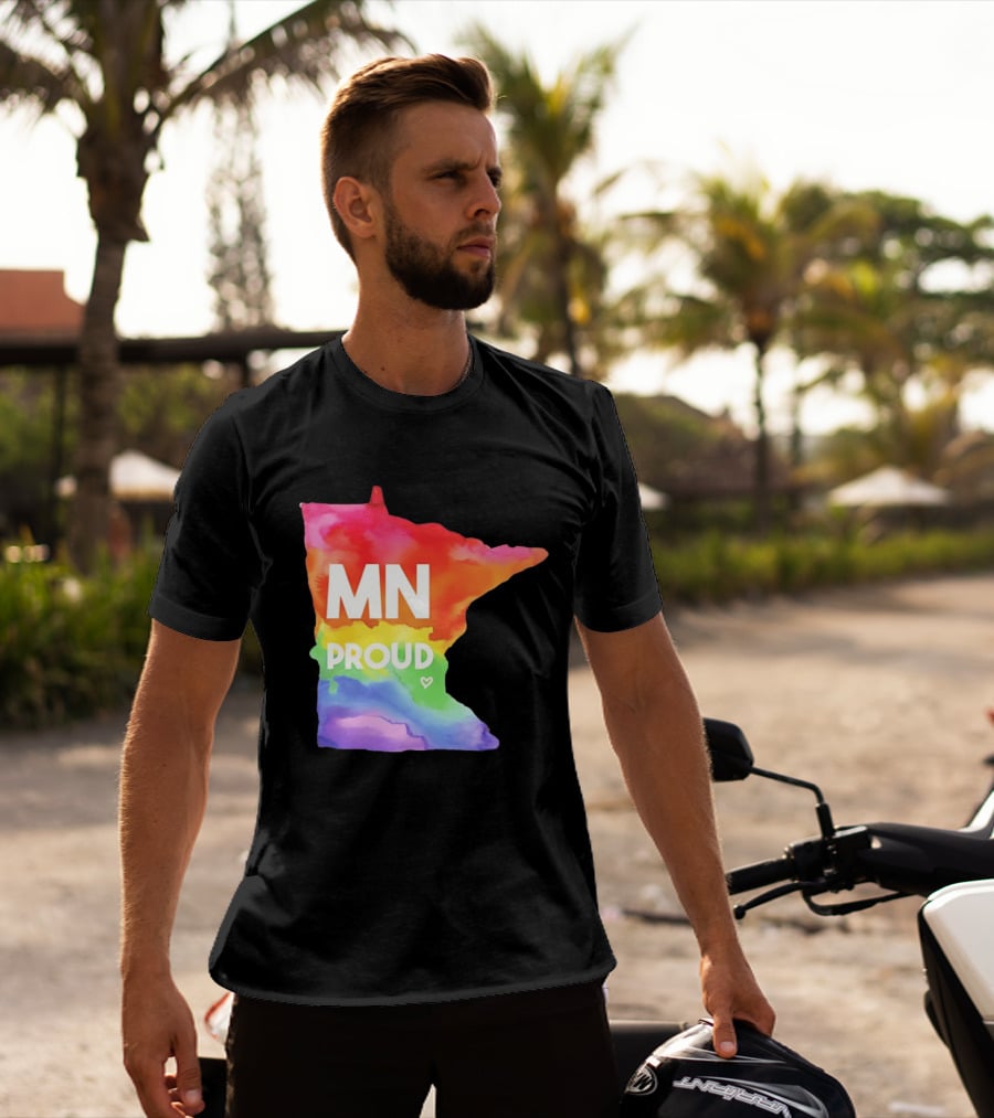 MN Proud Rainbow Heart Minnesota Map T-Shirt