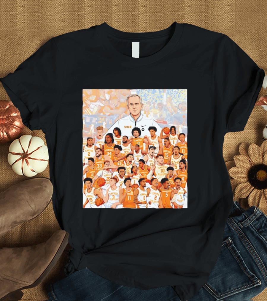 Tennessee Volunteers Basketball Team Illustration Coach Vols Players T-Shirt