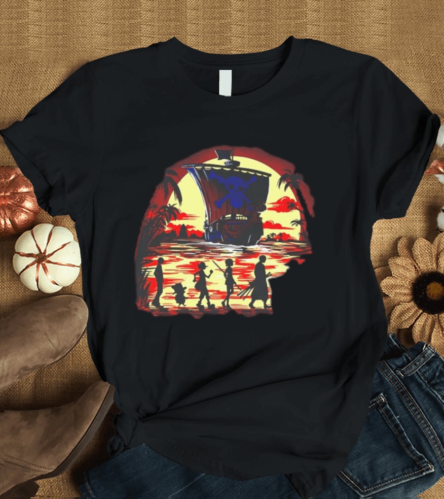 Fellowship Straw Hat Pirates Going Merry Sunset Adventure T-Shirt