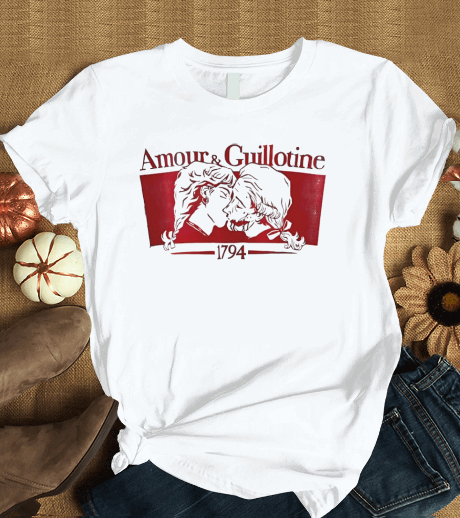 Amour And Guillotine 1794 Romantic Revolution Embrace T-Shirt