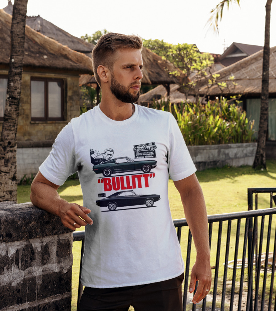 Bullitt 1968 Frank Bullitt Ford Mustang GT Green Highland Dodge Charger T-Shirt