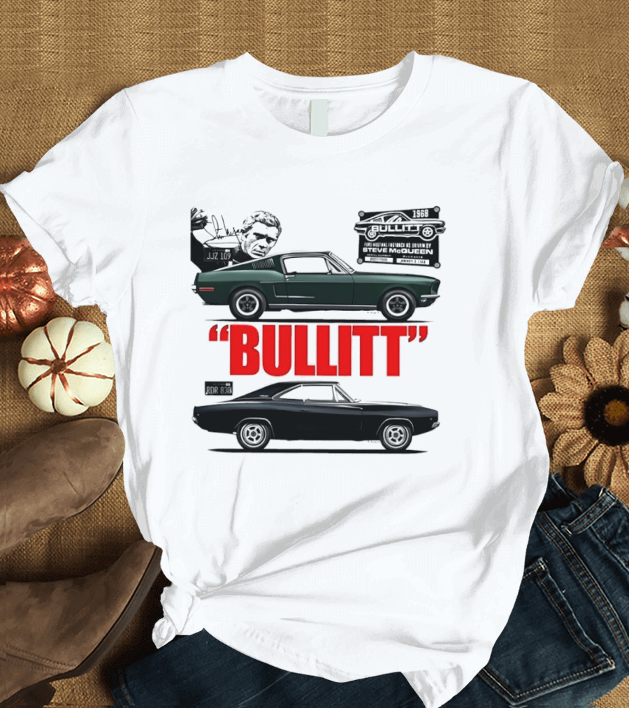 Bullitt 1968 Frank Bullitt Ford Mustang GT Green Highland Dodge Charger T-Shirt