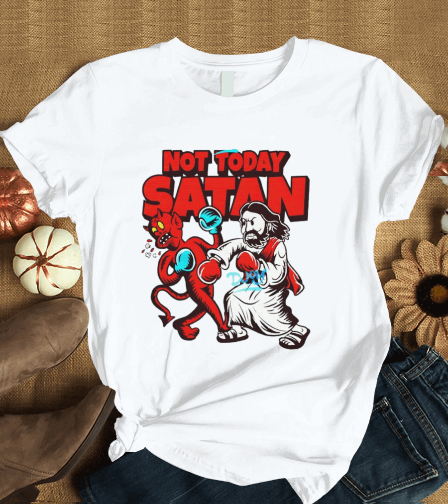 Not Today Satan God Versus Devil Boxing Match T-Shirt