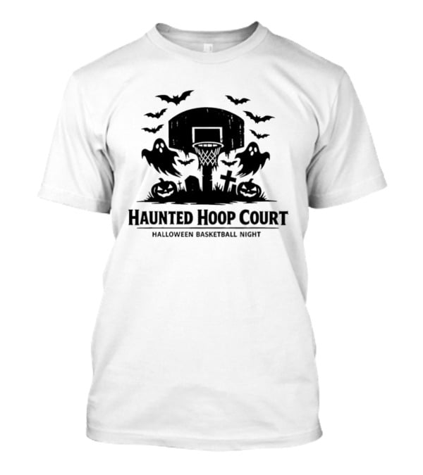 Halloween Haunted Hoop Court Spooky Pumpkin Basketball Night T-Shirt