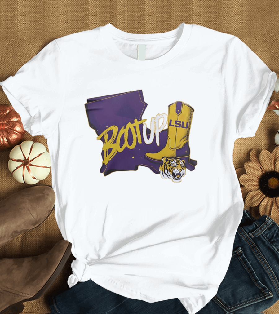 Welcome Home Coach Will Wade Boot Up LSU Tigers Louisiana Map And Boot With LSU Logo And Tiger Head T-Shirt