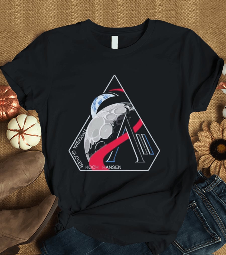 Artemis II Mission Wiseman Glover Koch Hansen Patch T-Shirt