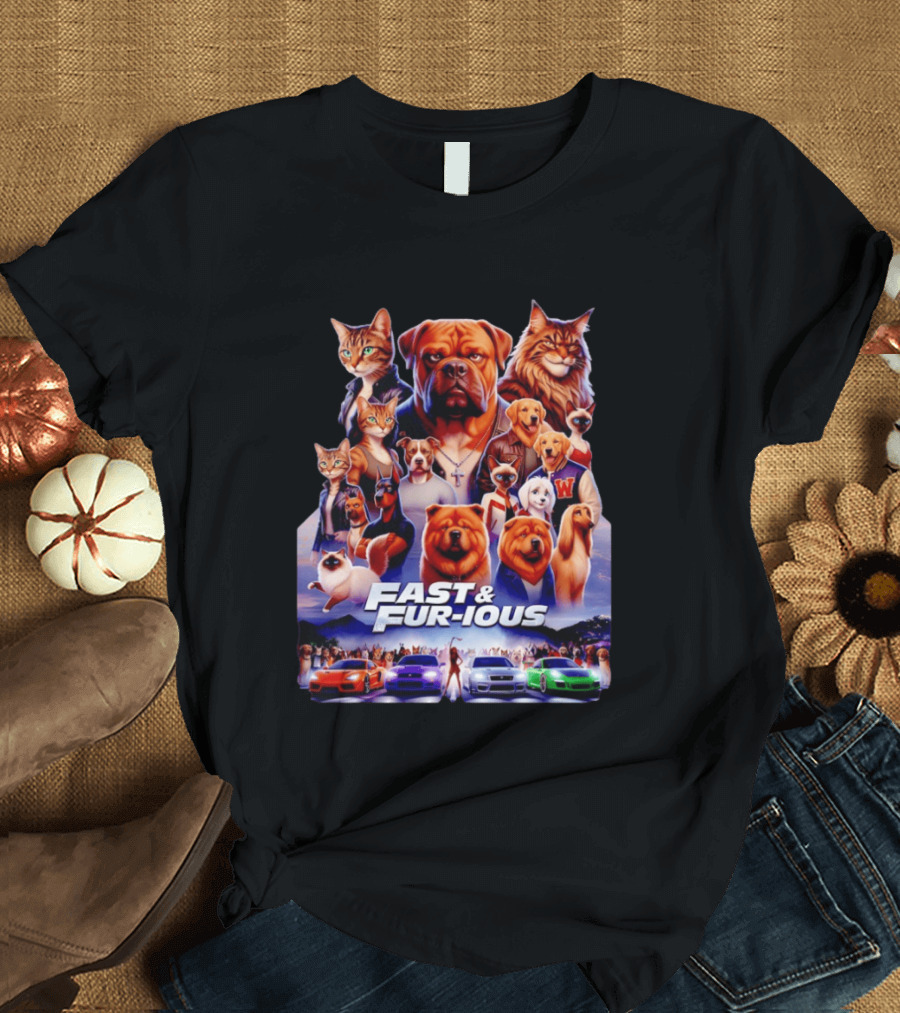 Dogs Cats Fast And Fur Ious Car Racing Pets T-Shirt