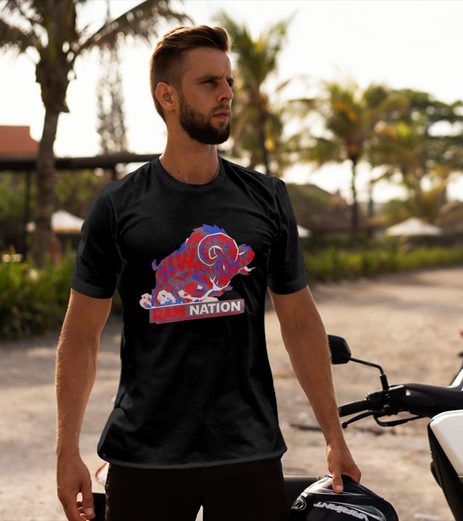 Ram Nation Red Blue Charging Ram T-Shirt