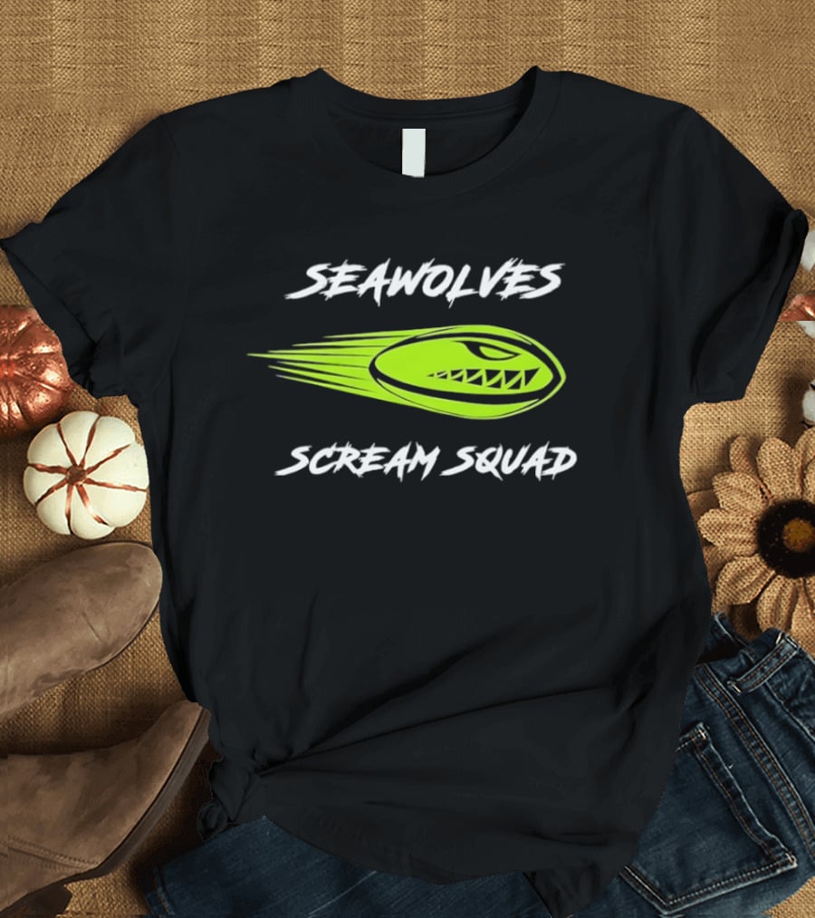 Seawolves Scream Squad Rugby Branding Lime Green Fierce T-Shirt