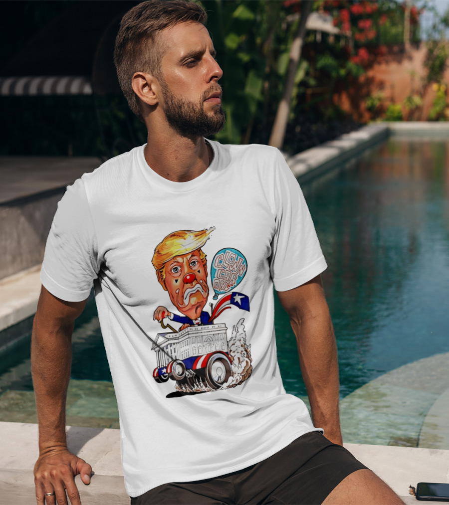 Clown Car One Cartoon Trump White House Sátira Política Divertida T-Shirt