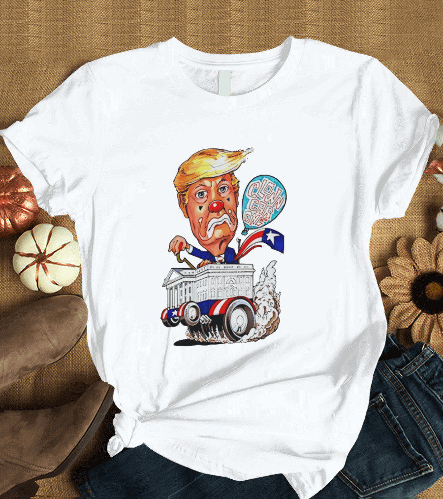 Clown Car One Cartoon Trump White House Sátira Política Divertida T-Shirt