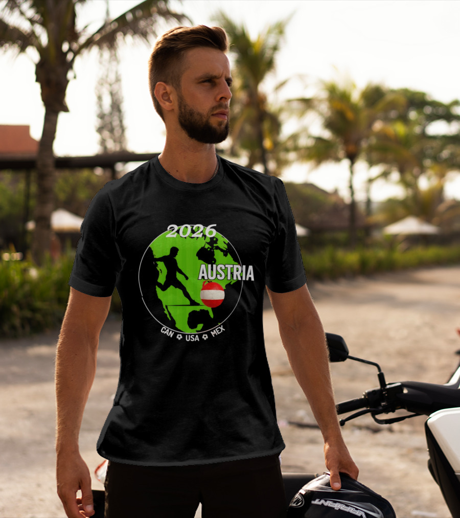 Austria Football 2026 CAN USA MEX World Cup Soccer Map T-Shirt