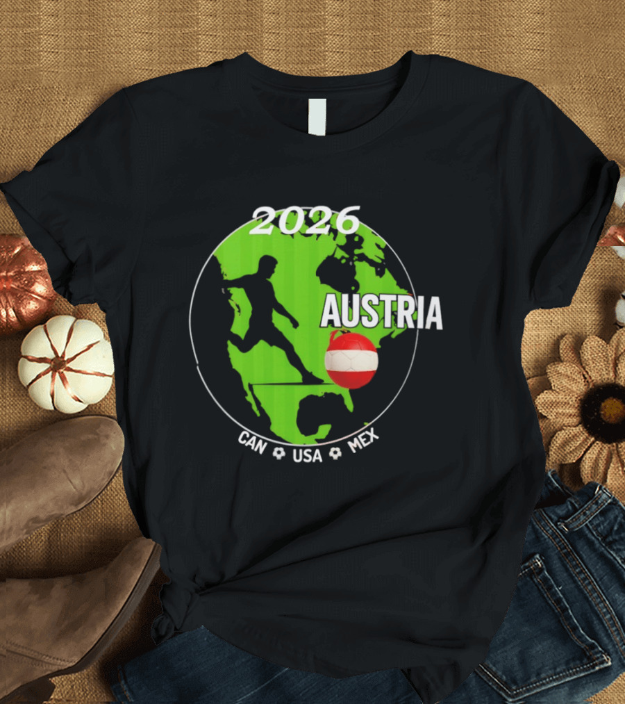 Austria Football 2026 CAN USA MEX World Cup Soccer Map T-Shirt