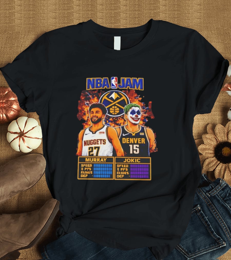 NBA Jam Denver Nuggets Jokic And Murray Basketball Legends T-Shirt