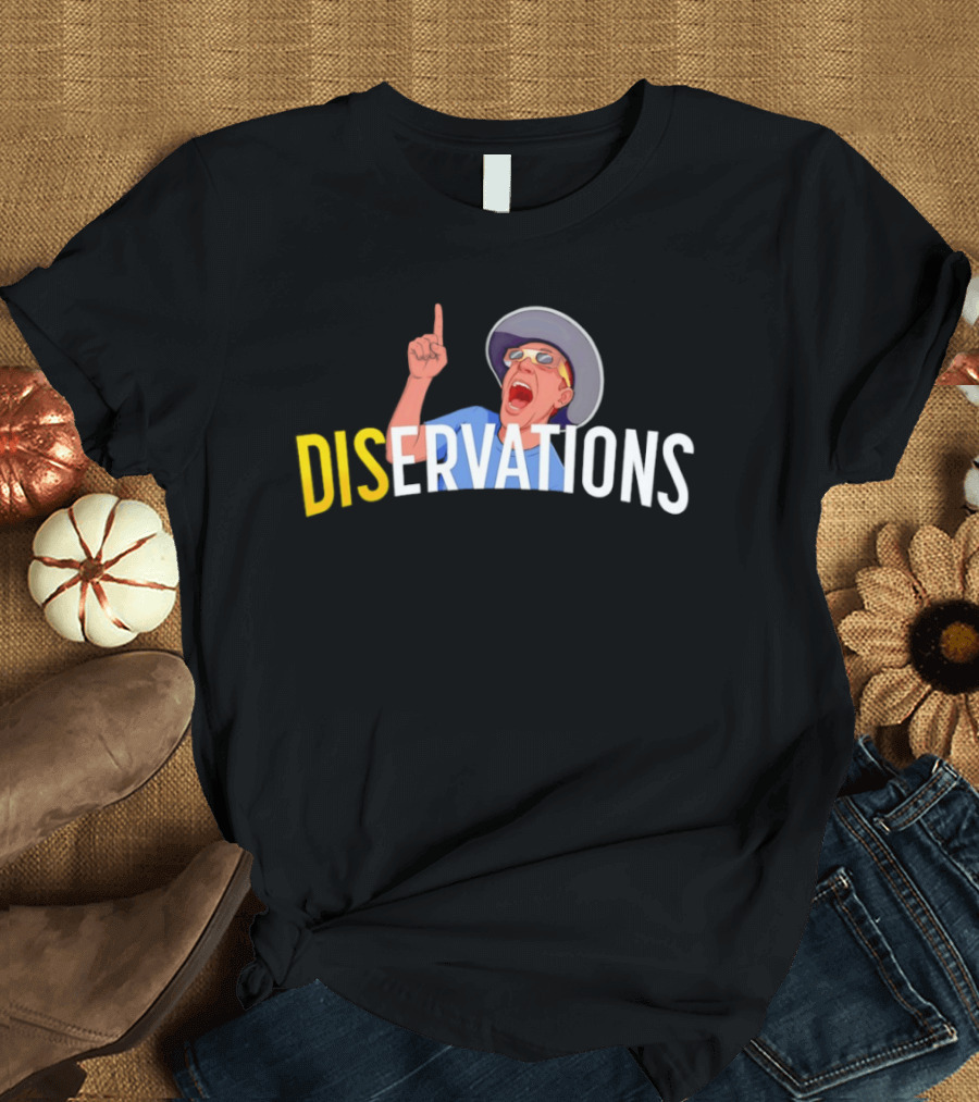 DISERVATIONS Cartoon Character With Pointing Gesture And Hat T-Shirt