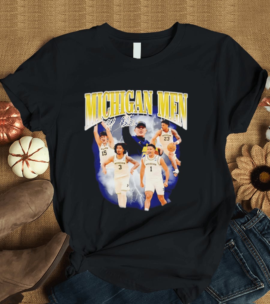 Michigan Men Wolverines Basketball Players Dusty May Coach Lightning T-Shirt