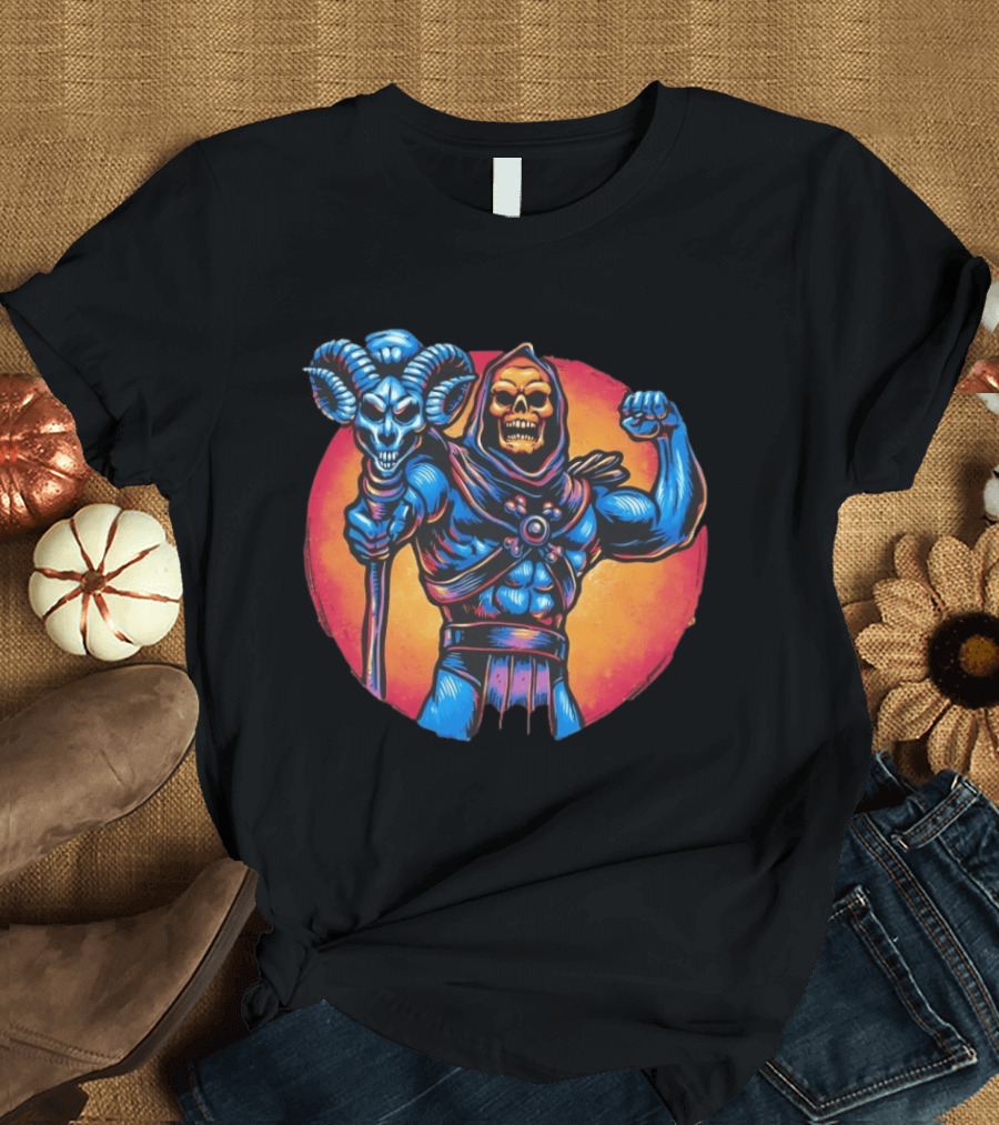 Skeletor Conquer The Universe Iconic Muscular Villain With Ram Staff T-Shirt