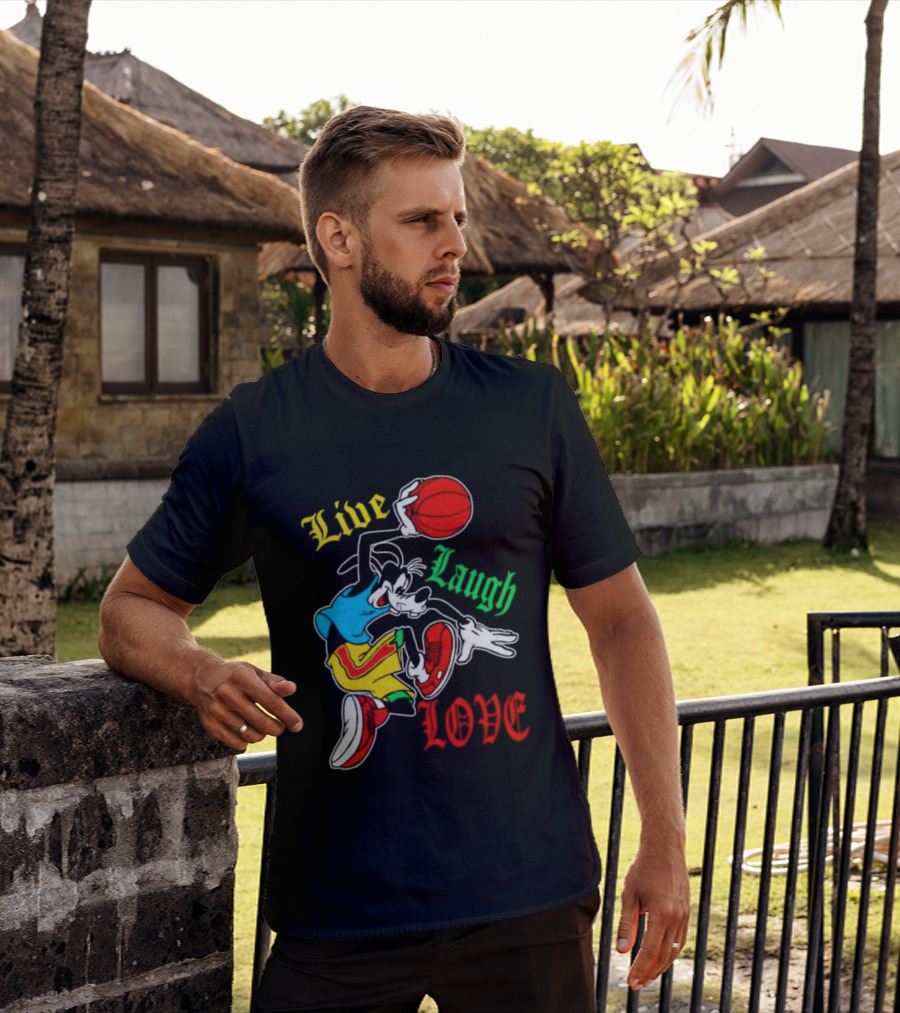 Live Laugh Love Goofy Basketball Colorful Dunk T-Shirt