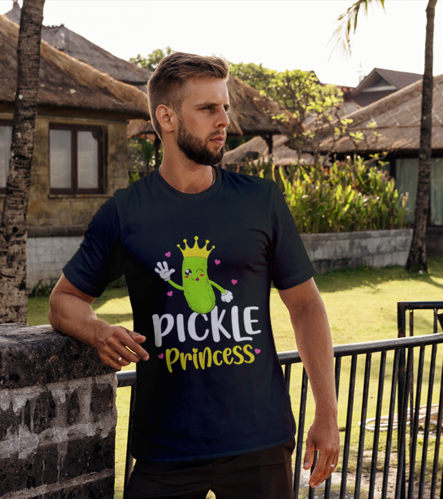 Pickle Princess Crown Cute Fun Cartoon T-Shirt